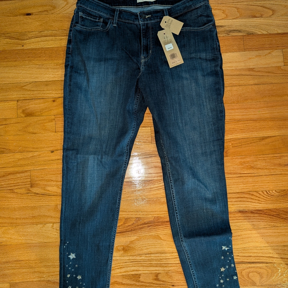 Levi's Dark Blue Skinny Jeans with Star Details